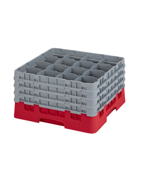 Cesta de lavado 16 comp. 4 alturas - 10,9 cm Ø máx. - alt. máx. 24,1 cm - 50 x 50 x 26,7 cm - Rojo