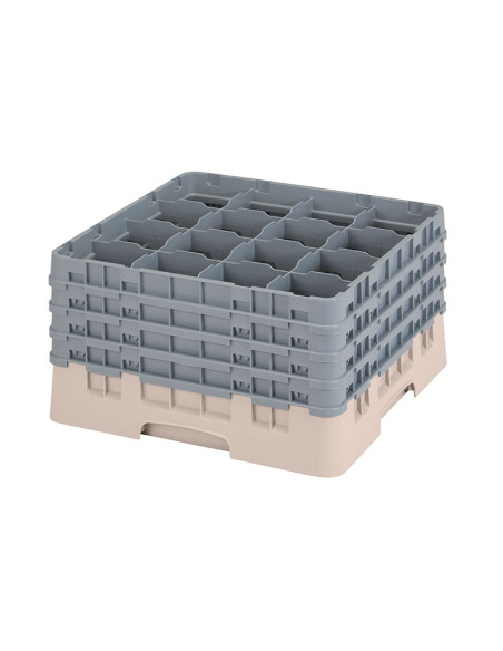 Cesta de lavado 16 comp. 4 alturas - 10,9 cm Ø máx. - alt. máx. 24,1 cm - 50 x 50 x 26,7 cm - Beige