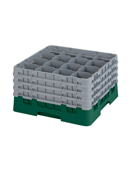 Cesta de lavado 16 comp. 4 alturas - 10,9 cm Ø máx. - alt. máx. 24,1 cm - 50 x 50 x 26,7 cm - Verde sherwood