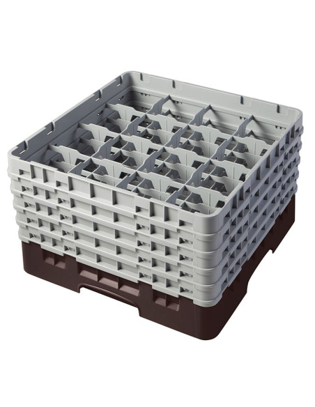 Cesta de lavado 16 comp. 5 alturas - 10,9 cm Ø máx. - alt. máx. 25,8 cm - 50 x 50 x 30,8 cm - Castaño