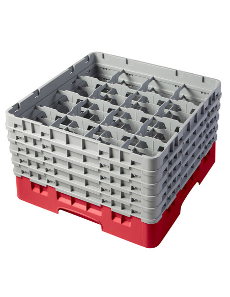 Cesta de lavado 16 comp. 5 alturas - 10,9 cm Ø máx. - alt. máx. 25,8 cm - 50 x 50 x 30,8 cm - Rojo
