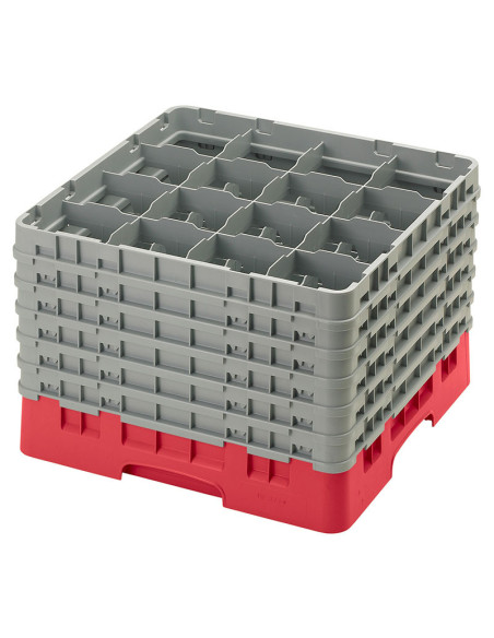 Cesta de lavado 16 comp. 6 alturas - 10,9 cm Ø máx. - alt. máx. 32,3 cm - 50 x 50 x 34,9 cm - Rojo