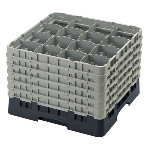 Cesta de lavado 16 comp. 6 alturas - 10,9 cm Ø máx. - alt. máx. 32,3 cm - 50 x 50 x 34,9 cm - Negro