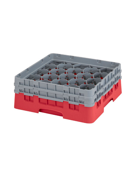 Cesta de lavado 20 comp. 2 alturas - 9,84 cm Ø máx. - alt. máx. 13,5 cm - 50 x 50 x 18,4 cm - Rojo