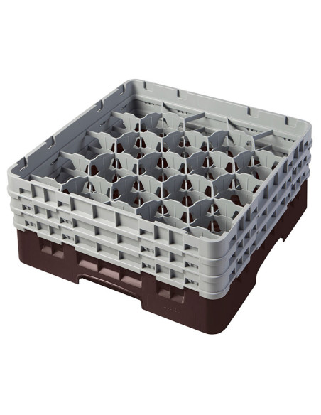 Cesta de lavado 20 comp. 3 alturas - 9,84 cm Ø máx. - alt. máx. 17,6 cm - 50 x 50 x 22,5 cm - Castaño