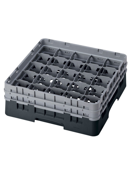 Cesta de lavado 25 comp. 2 alturas - 8,7 cm Ø máx. - alt. máx. 13,5 cm - 50 x 50 x 18,4 cm - Negro