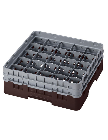 Cesta de lavado 25 comp. 2 alturas - 8,7 cm Ø máx. - alt. máx. 13,5 cm - 50 x 50 x 18,4 cm - Castaño
