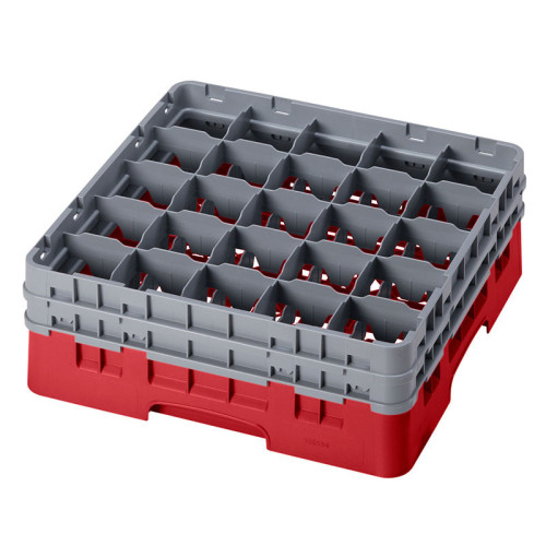 Cesta de lavado 25 comp. 2 alturas - 8,7 cm Ø máx. - alt. máx. 14,9 cm - 50 x 50 x 18,4 cm - Rojo