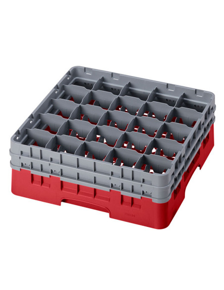 Cesta de lavado 25 comp. 2 alturas - 8,7 cm Ø máx. - alt. máx. 14,9 cm - 50 x 50 x 18,4 cm - Rojo