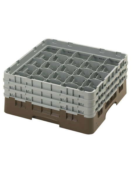 Cesta de lavado 25 comp. 3 alturas - 8,7 cm Ø máx. - alt. máx. 17,6 cm - 50 x 50 x 22,5 cm - Castaño