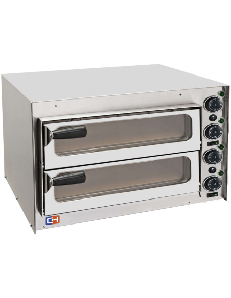 Horno Eléctrico de Pizza Compacto 2 pizza diámetro 35 cm AVEIRO FP35PV con puerta de cristal