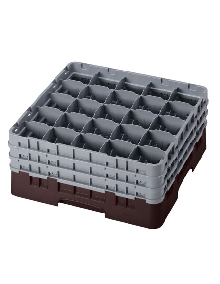Cesta de lavado 25 comp. 3 alturas - 8,7 cm Ø máx. - alt. máx. 20 cm - 50 x 50 x 22,5 cm - Castaño
