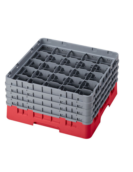 Cesta de lavado 25 comp. 4 alturas - 8,7 cm Ø máx. - alt. máx. 21,7 cm - 50 x 50 x 26,7 cm - Rojo