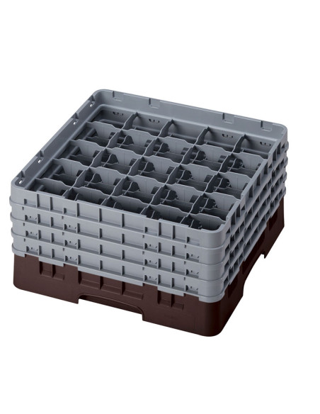 Cesta de lavado 25 comp. 4 alturas - 8,7 cm Ø máx. - alt. máx. 21,7 cm - 50 x 50 x 26,7 cm - Castaño