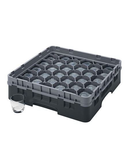 Cesta de lavado 30 comp. 1 altura - 7,84 cm Ø máx. - alt. máx. 9,4 cm - 50 x 50 x 14,3 cm - Negro