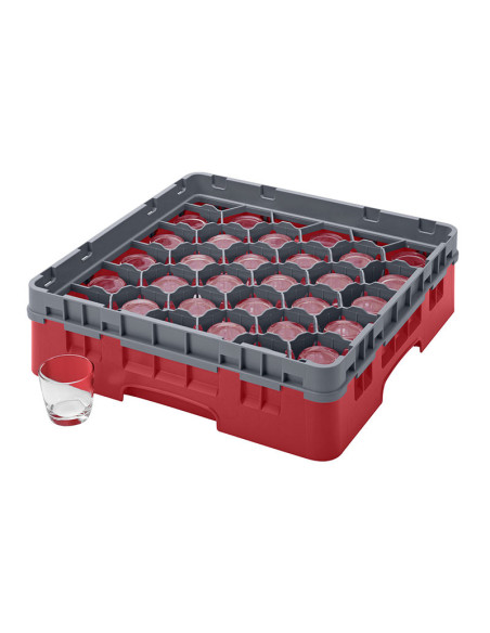 Cesta de lavado 30 comp. 1 altura - 7,84 cm Ø máx. - alt. máx. 9,4 cm - 50 x 50 x 14,3 cm - Rojo