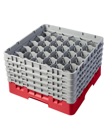 Cesta de lavado 30 comp. 5 alturas - 7,84 cm Ø máx. - alt. máx. 25,8 cm - 50 x 50 x 30,8 cm - Rojo