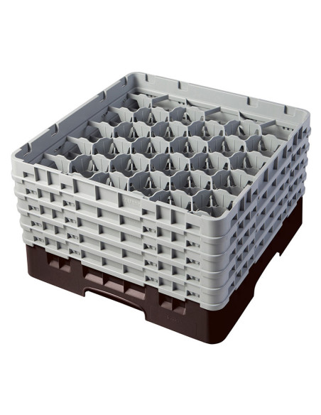Cesta de lavado 30 comp. 5 alturas - 7,84 cm Ø máx. - alt. máx. 25,8 cm - 50 x 50 x 30,8 cm - Castaño