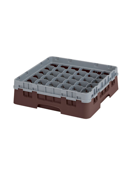 Cesta de lavado 36 comp. 1 altura - 7,2 cm Ø máx. - alt. máx. 9,4 cm - 50 x 50 x 14,3 cm - Castaño