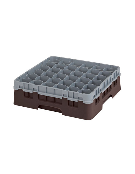 Cesta de lavado 36 comp. 1 altura - 7,2 cm Ø máx. - alt. máx. 11,8 cm - 50 x 50 x 14,3 cm - Castaño