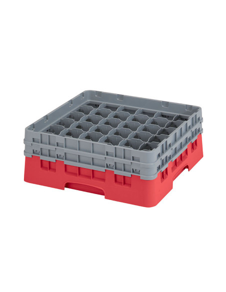 Cesta de lavado 36 comp. 2 alturas - 7,2 cm Ø máx. - alt. máx. 13,5 cm - 50 x 50 x 18,4 cm - Rojo