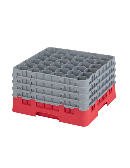 Cesta de lavado 36 comp. 4 alturas - 7,2 cm Ø máx. - alt. máx. 24,1 cm - 50 x 50 x 26,7 cm - Rojo