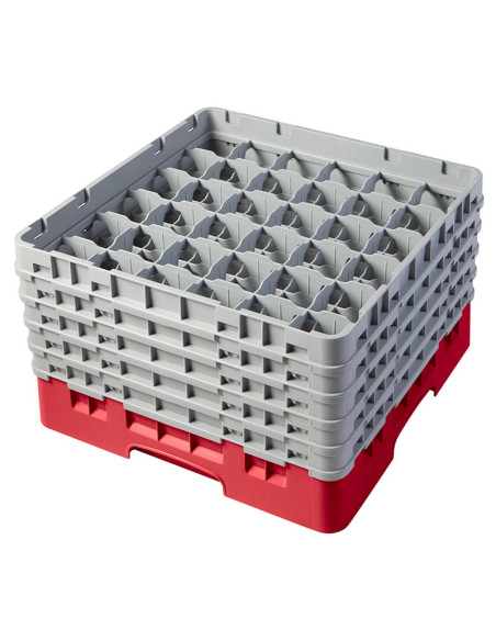 Cesta de lavado 36 comp. 5 alturas - 7,2 cm Ø máx. - alt. máx. 25,8 cm - 50 x 50 x 30,8 cm - Rojo