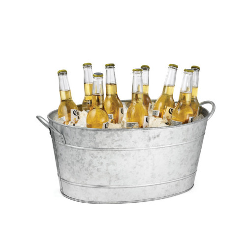 Cubeta para bebidas ovalada - Capacidad de 25 L - 58 x 37 x 24 cm - Acero galvanizado