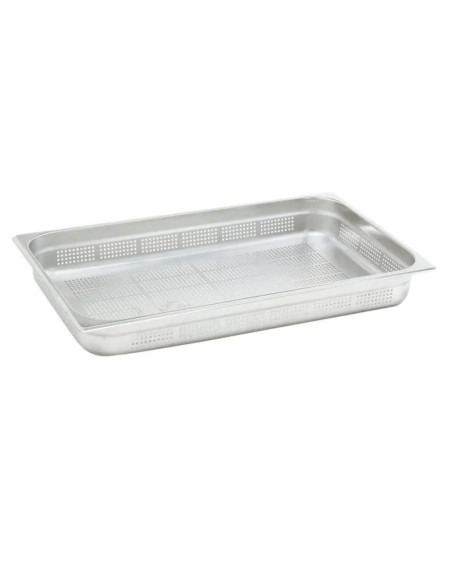 Recipiente perforado GN 1/1 de acero inoxidable. Tamaño 32,5 x 53 cm. Profundidad 15 cm. Capacidad 20,8 L - Venta 1 unidad