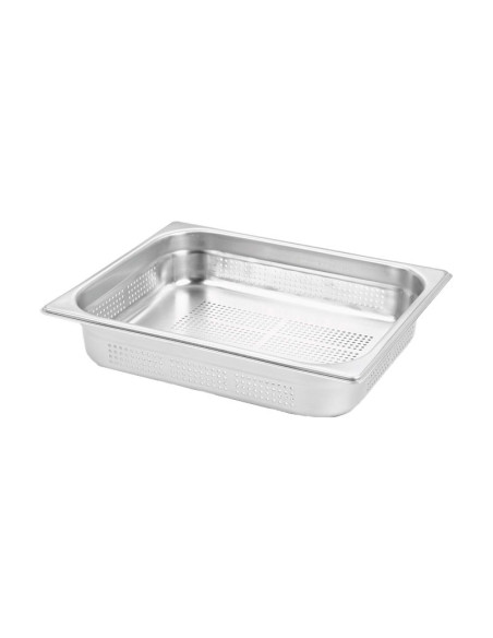 Recipiente perforado GN 1/2 de acero inoxidable. Tamaño 32,5 x 26,5 cm. Profundidad 10 cm. Capacidad 6,4 L - Venta 1 unidad