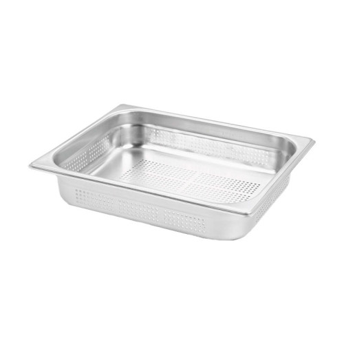 Recipiente perforado GN 1/2 de acero inoxidable. Tamaño 32,5 x 26,5 cm. Profundidad 15 cm. Capacidad 9,4 L - Venta 1 unidad
