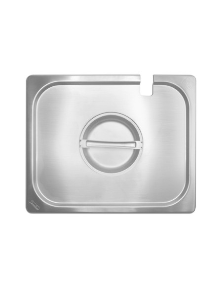 Tapa GN 1/2 de acero inoxidable con muesca. Tamaño 32,5 x 26,5 cm. - Venta 1 unidad