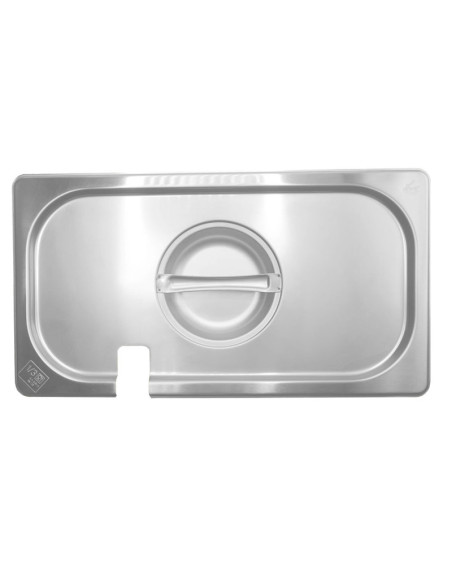 Tapa GN 1/3 de acero inoxidable con muesca. Tamaño 32,5 x 17,6 cm. - Venta 1 unidad