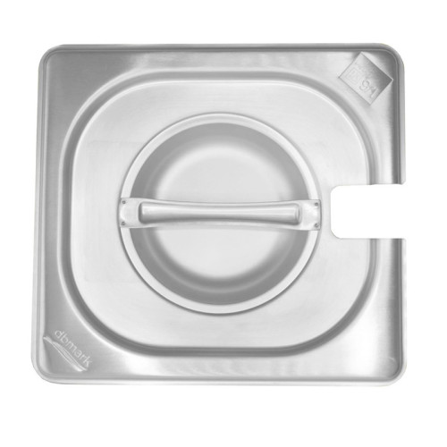 Tapa GN 1/6 de acero inoxidable con muesca. Tamaño 16,2 x 17,6 cm. - Venta 1 unidad