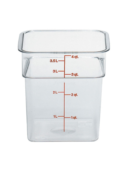 Recipiente cuadrado 3,8 L - 18,5 x 18,5 x 18,7 cm - Transparente (Tapa no incluida) - Venta 1 unidad.