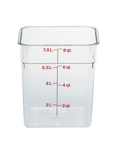 Recipiente cuadrado 7,6 L - 21,5 x 21,5 x 23 cm - Transparente (Tapa no incluida)