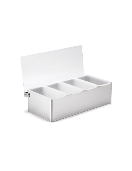 Dispensador de condimentos con tapa y 4 compartimentos de 0,5 L - 29,8 x 14 x 8,9 cm