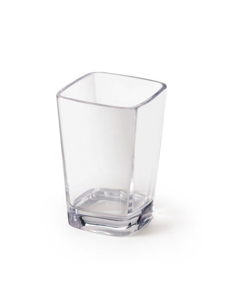 Vasito plástico SAN para presentación de postres (cuadrado) 89 ml - altura 7,4 cm