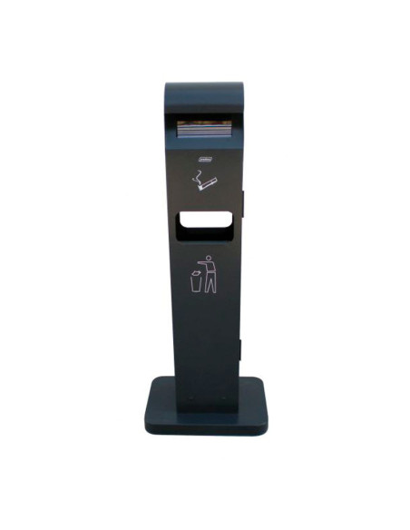 Cenicero de suelo para exterior con papelera - 40,3 x 26,2 x 104,1 cm - Cenicero 2L y papelera 8L - Gris oscuro