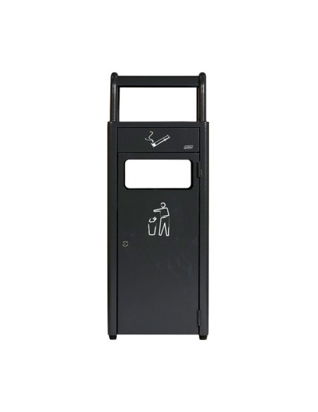 Cenicero de suelo para exterior con papelera - 33 x 28 x 89,5 cm - Cenicero 2,3L y papelera 20L - Gris oscuro