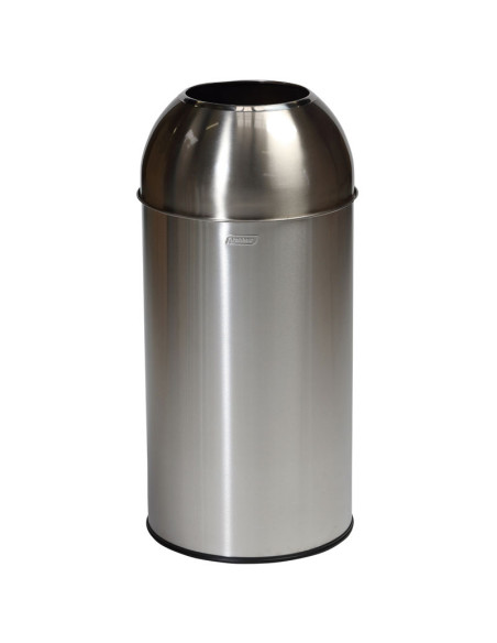 Papelera de cúpula abierta - 38 cm de Ø x 74 cm de alto - 40 L - Acero inoxidable satinado