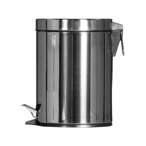 Papelera de pedal - 20,5 cm de Ø x 28,5 cm de alto - 5 L - Acero brillante