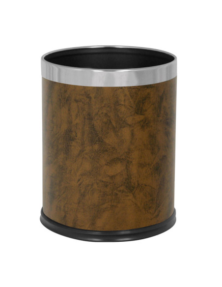 Papelera redonda acabado piel con carcasa - 22,3 cm de Ø x 28 cm de alto - 10 L