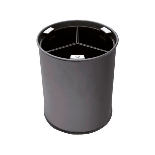 Papelera de separación de residuos con recipientes separadores negros - 13 L de capacidad - 25,5 cm Ø x 30,8 cm - Negro