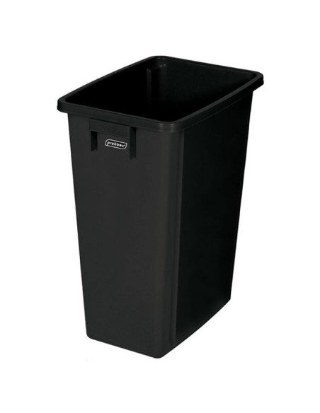 Cubo de reciclaje sin tapa - 32 x 46 x 58 cm - 60 L - Negro