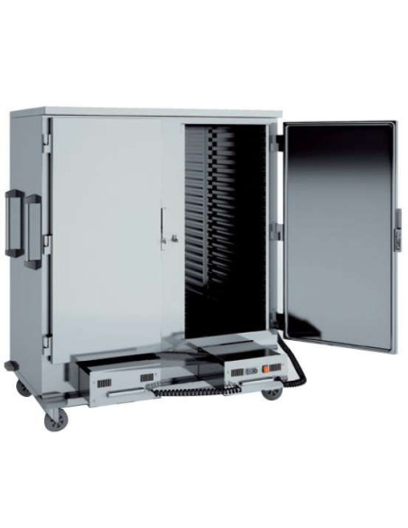 Carro Caliente Alto Doble Cuerpo 44 bandejas GN2/1 de 1455x845x1675h mm CC-44GN