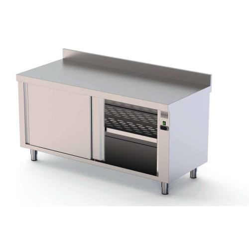 Mesa Caliente Acero Inoxidable Mural Fondo 600 Con Puerta Corredera a 1 Cara 1200x600x850h mm HFTW160120SD