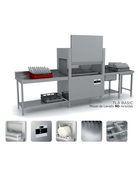 Túnel de lavado  cesta 50x50 cm LAVADO + ACLARADO 60/120 cestas/hora VERONA TLA BASIC (31-10.1)