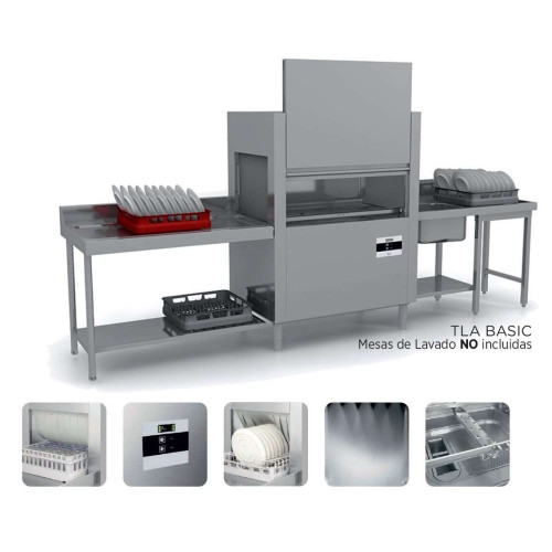 Túnel de lavado  cesta 50x50 cm PRELAVADO + LAVADO + ACLARADO 6200/2070 cestas/hora VERONA TPLA PLUS (31-11.2)