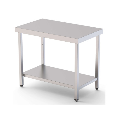 Mesa de Trabajo Acero inoxidable Central Con 1 Estante 1200x700x850h mm WTC170120S1